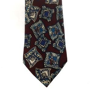 Salvatori men's silk tie in burgundy and blue